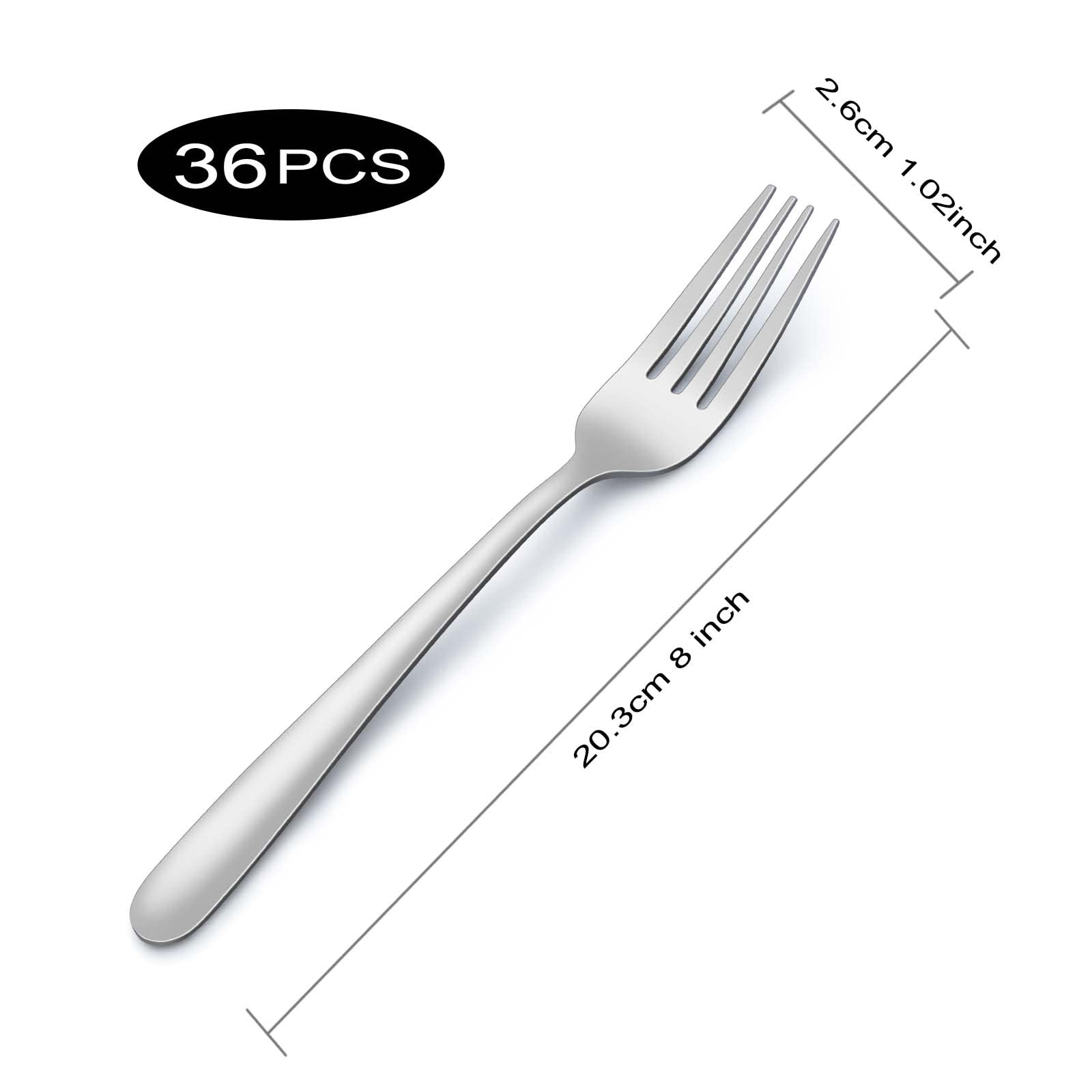 Pleafind 36-Piece Dinner Forks Set (8 inch), Stainless Steel Forks Silverware, Mirror Polished Fork Set, Small Forks for Home, Kitchen, Restaurant, Dishwasher Safe