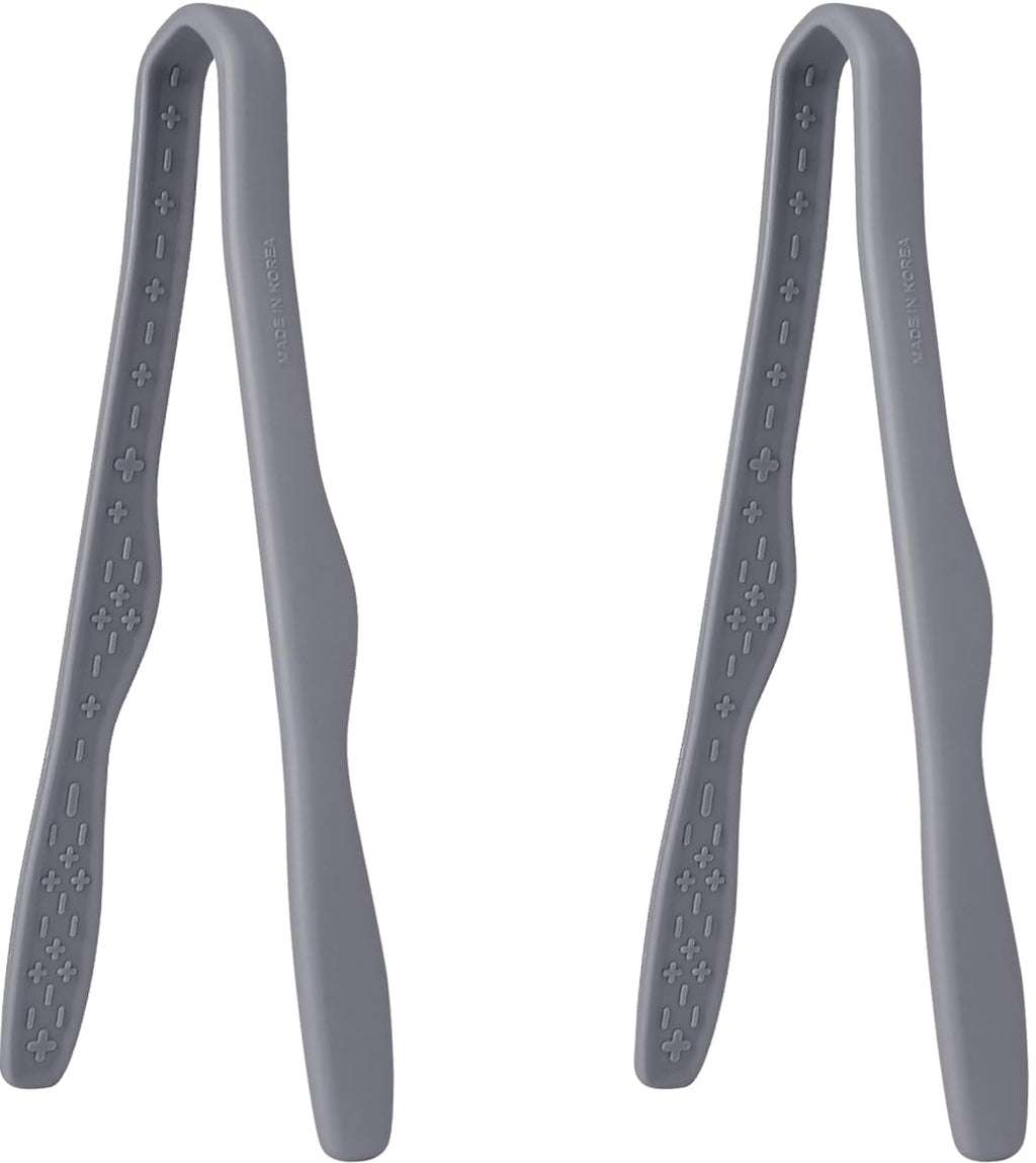 carrotez 2 Pack Mini Silicone Toaster Tongs, Anti-Slip,Non-Scratch mini tongs 7inch silicone tongs - Modern Grey