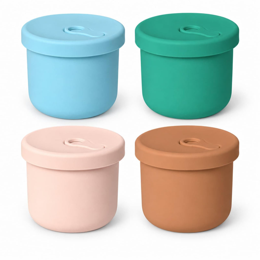 VPASION 4 Pack 1-Cup Silicone Food Storage Containers with Lids & Vent