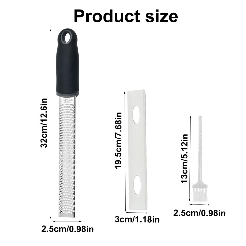 Lemon Zester Grater, Stainless Steel Fine Grater with Cover Handle