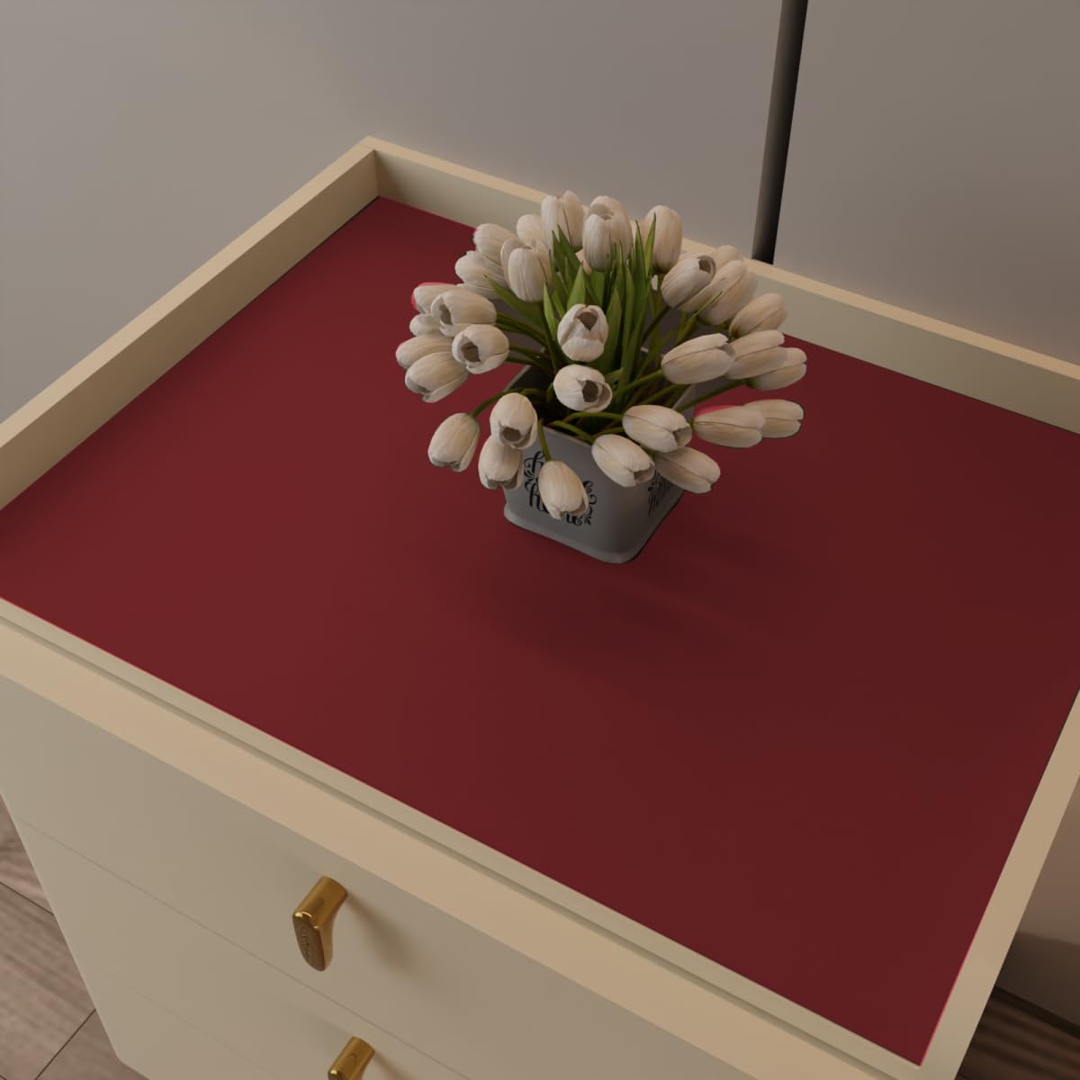 Zinkooat Night Stand Cover - 14x14 Inch Waterproof Easy to Clean Can Conceal Flaws Protector The Table Top from Scratches Used for Dining (Black+Wine Red 14x14)