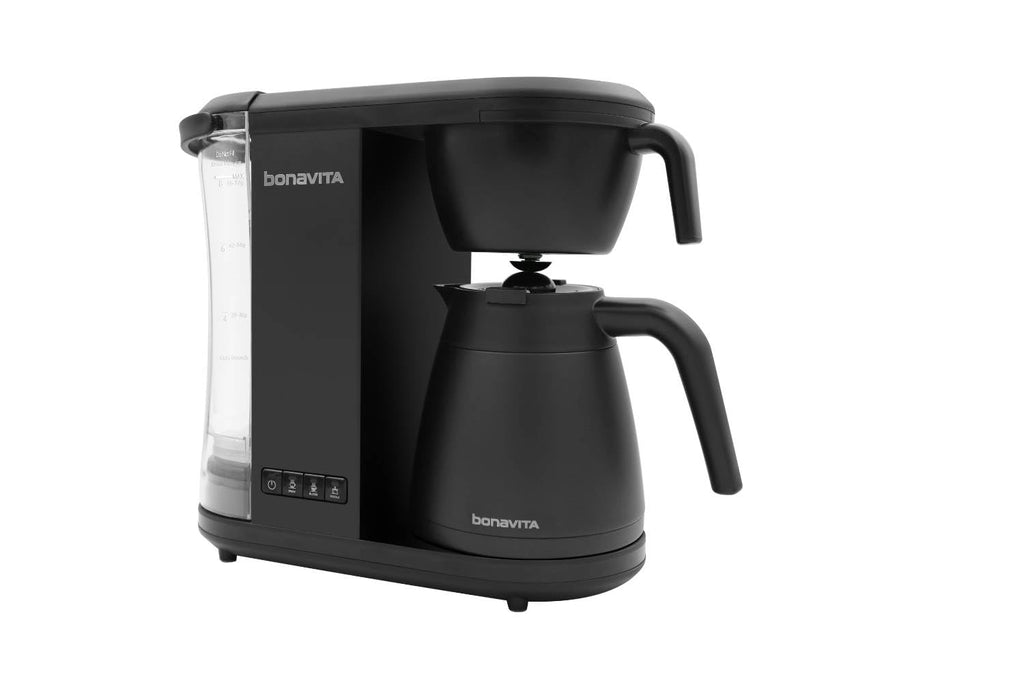 Bonavita Enthusiast 8 Cup Drip Coffee Brewer, Pour Over, SCA Certified Coffee Machine with Glass Carafe, Stainless Steel Panel, Removable Reservoir, Matte Black