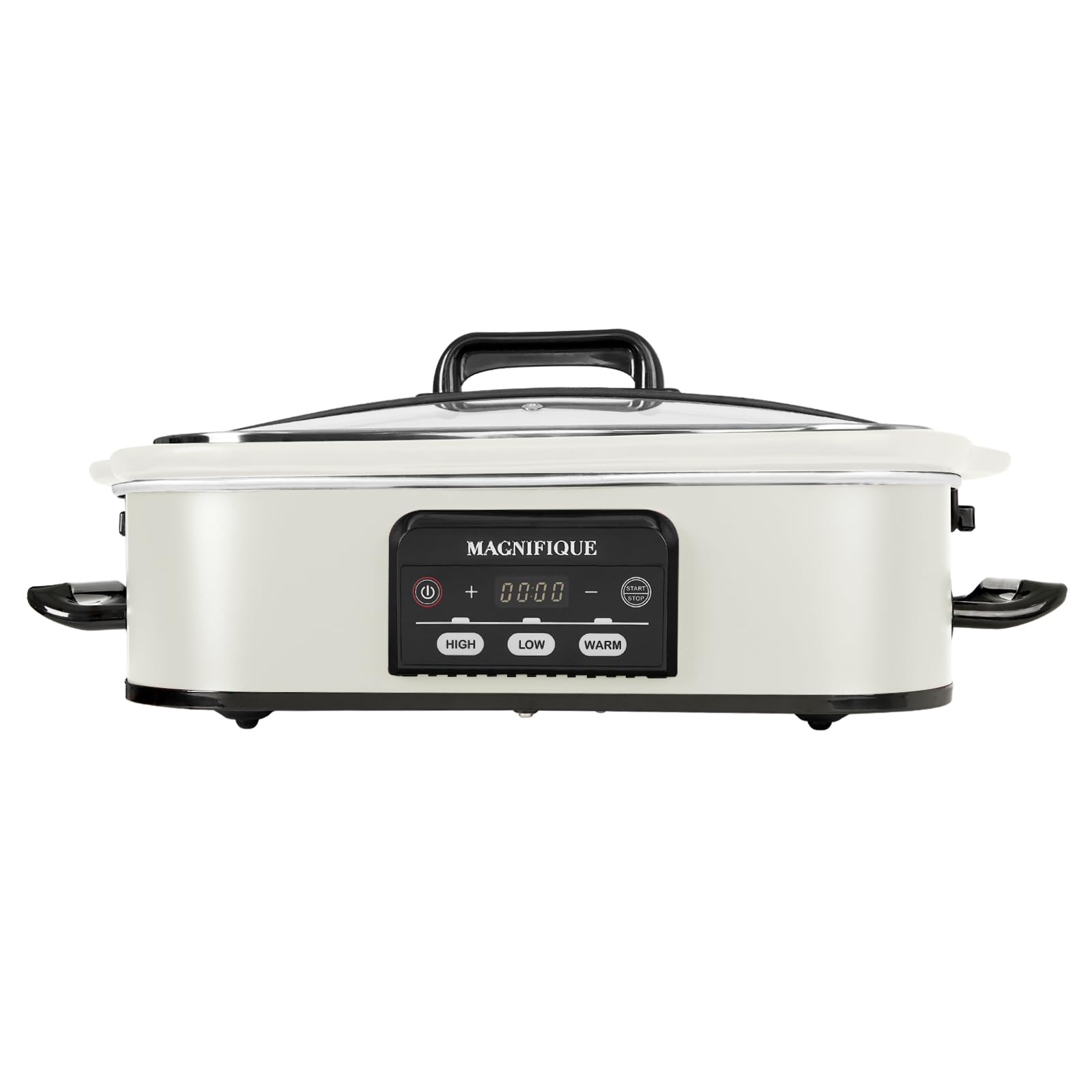 Magnifique 4 Quart Casserole Digital Slow Cooker, Premium Ceramic Bakeware for Oven, Dishwasher Safe Baking Dish, White