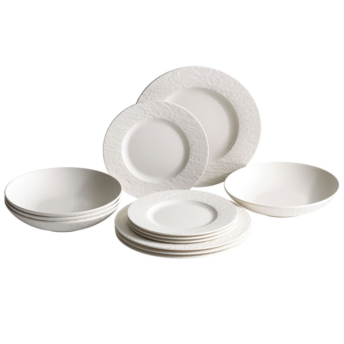 Villeroy & Boch Manufacture Rock Blanc 12 Piece Dinnerware Set, White