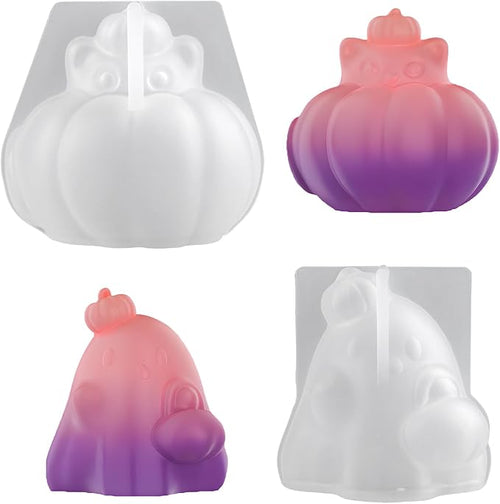2Pcs Halloween Resin Silicone Mold, Ghost Pumpkin Candle Mold