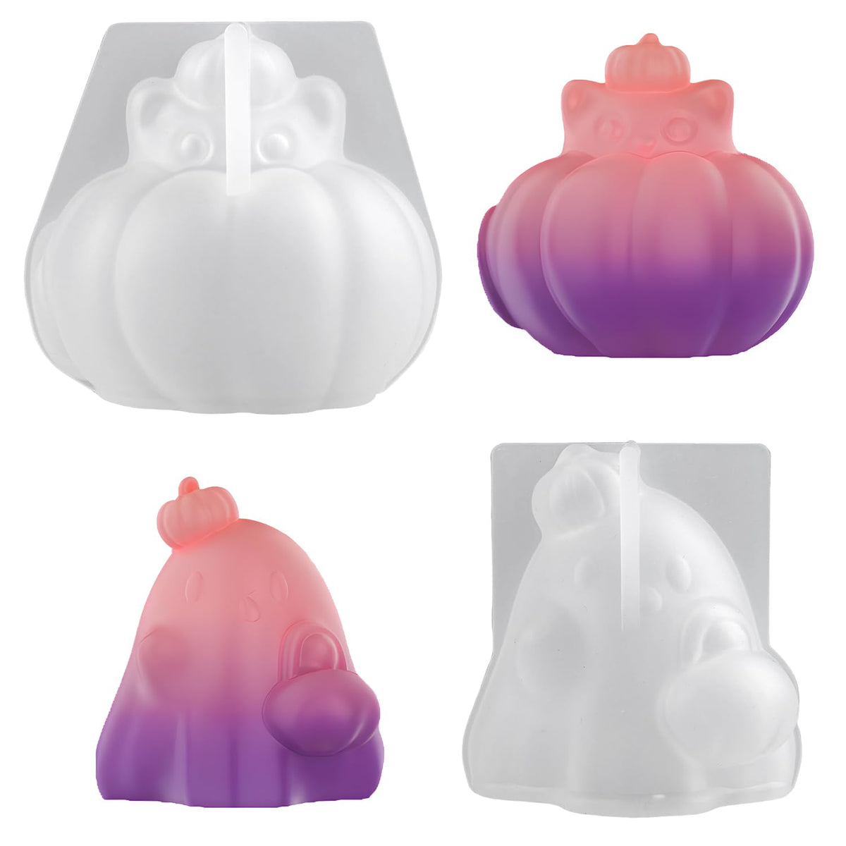 2Pcs Halloween Resin Silicone Mold, Ghost Pumpkin Candle Molds