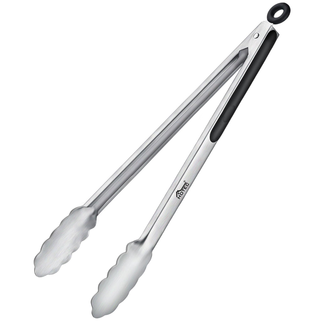 Hotec Mini Stainless Steel Kitchen Tongs for Cooking - 7-Inch Small Serving Tongs Metal Food Tongs Non-Slip Grip