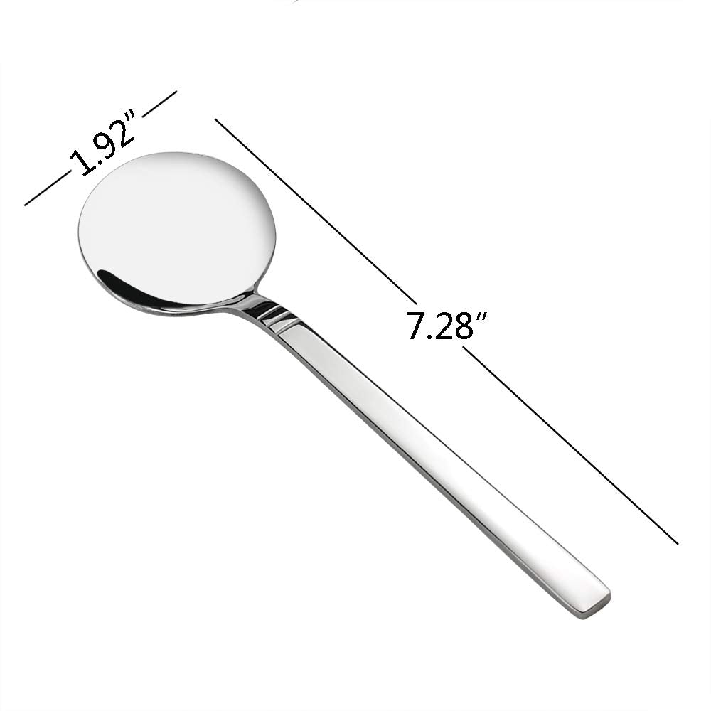 Fiazony Round Soup Spoon, 12 Pieces Stainless Steel Bouillon Spoons