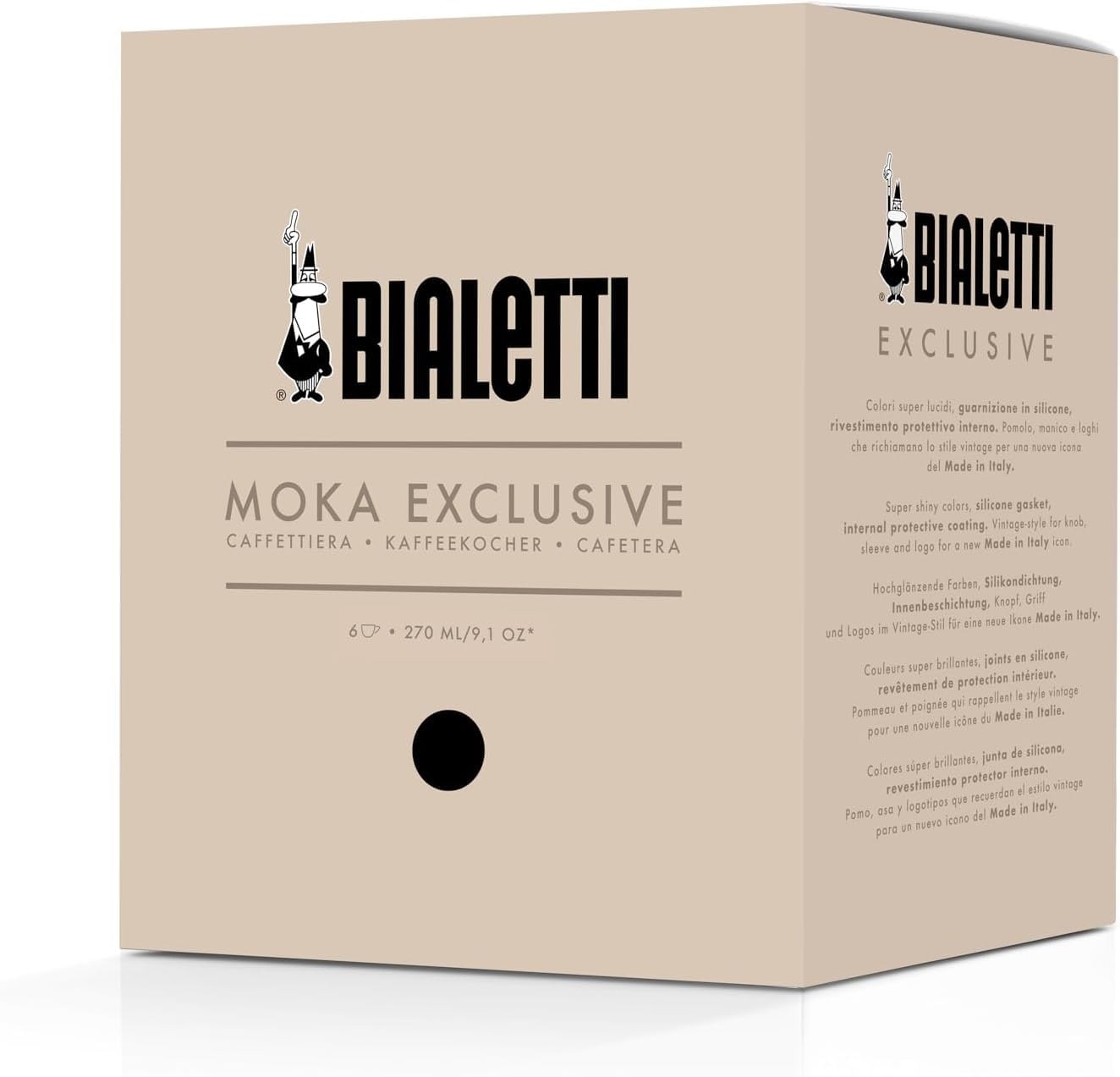 Bialetti Mocha Exclusive Black 6 Cup Open Fire (Coffee Maker, Espresso Maker, Makinetta)