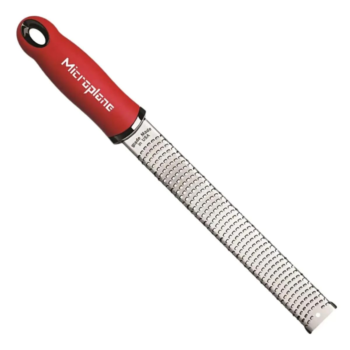 Microplane Classic Red Zester Grater, Stainless Steel - Citrus Zesting & Cheese Grating, Dishwasher Safe, Made in USA, Model Name: Microplane