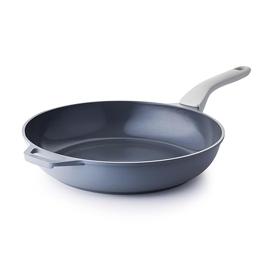 PRICUSIS Nonstick Ceramic Frying Pan, 8/10/12 Inch Non Toxic Skillet, Egg & Omelet & Chef's Pan, Induction Compatible & Oven Safe, Dishwasher Safe,PTFE PFAS & PFOA Free (12 Inch, Gray)