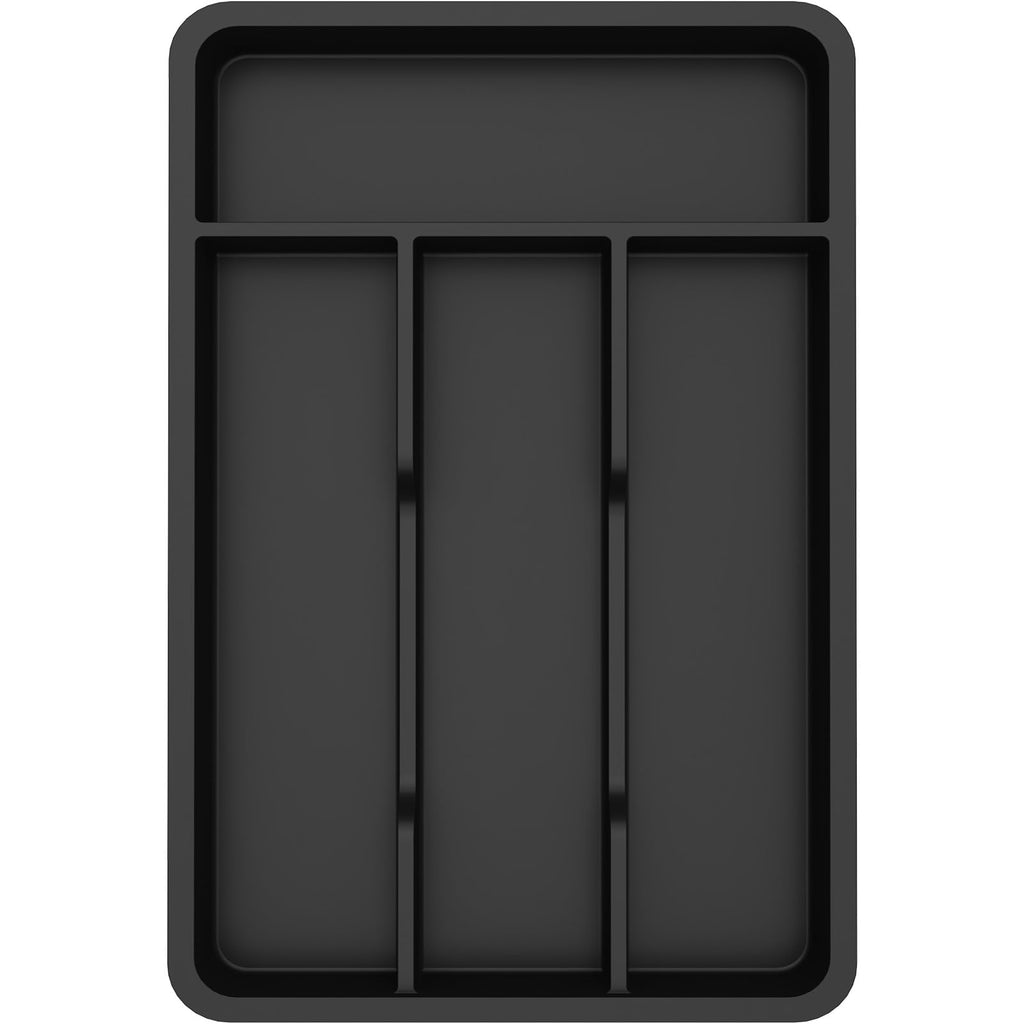 Lifewit Silverware Drawer Organizer Tray, Plastic Cutlery Storage for Kitchen, Flatware and Utensil Holder Divider for Spoons Forks Knives Tableware, 7.8 x 12.4", 4 Slots, Black