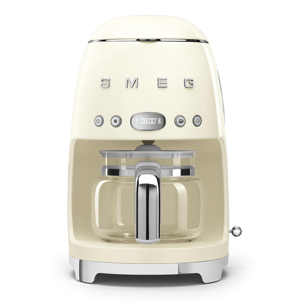 Smeg 50's Retro Style Aesthetic Drip Coffee Machine with 10 Cup Glass Carafe, Auto Start Feature, Keep Warm Plate, and Two Coffee Strength Settings (Grey)