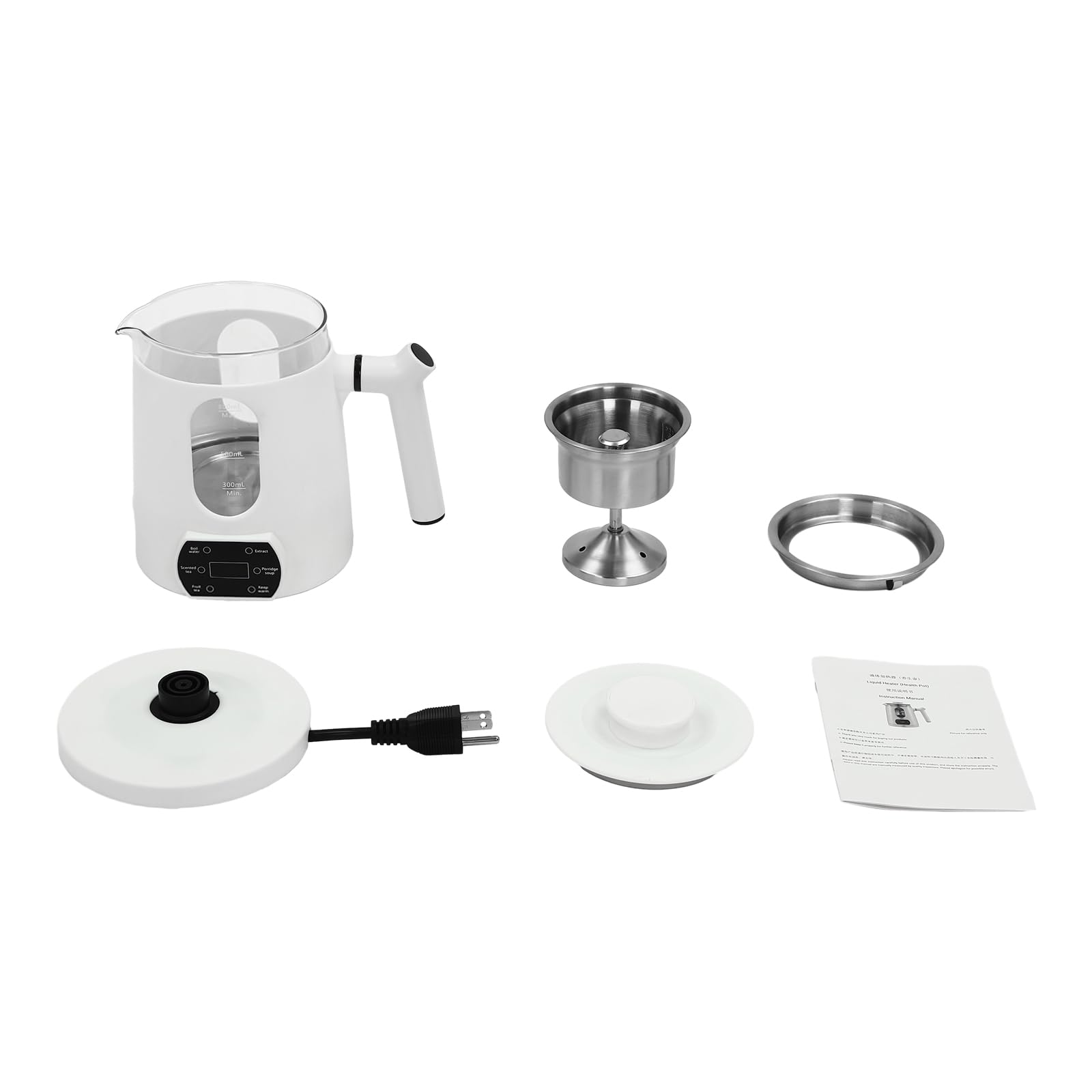 Electric Kettle,Temperature Control Glass Tea Maker LCD Display,Water Boiler & Heater With 360° Swivel Base and 6 Different Kinds of Functions For Coffee,Tea,Milk,Water,Hot Chocolate (White)