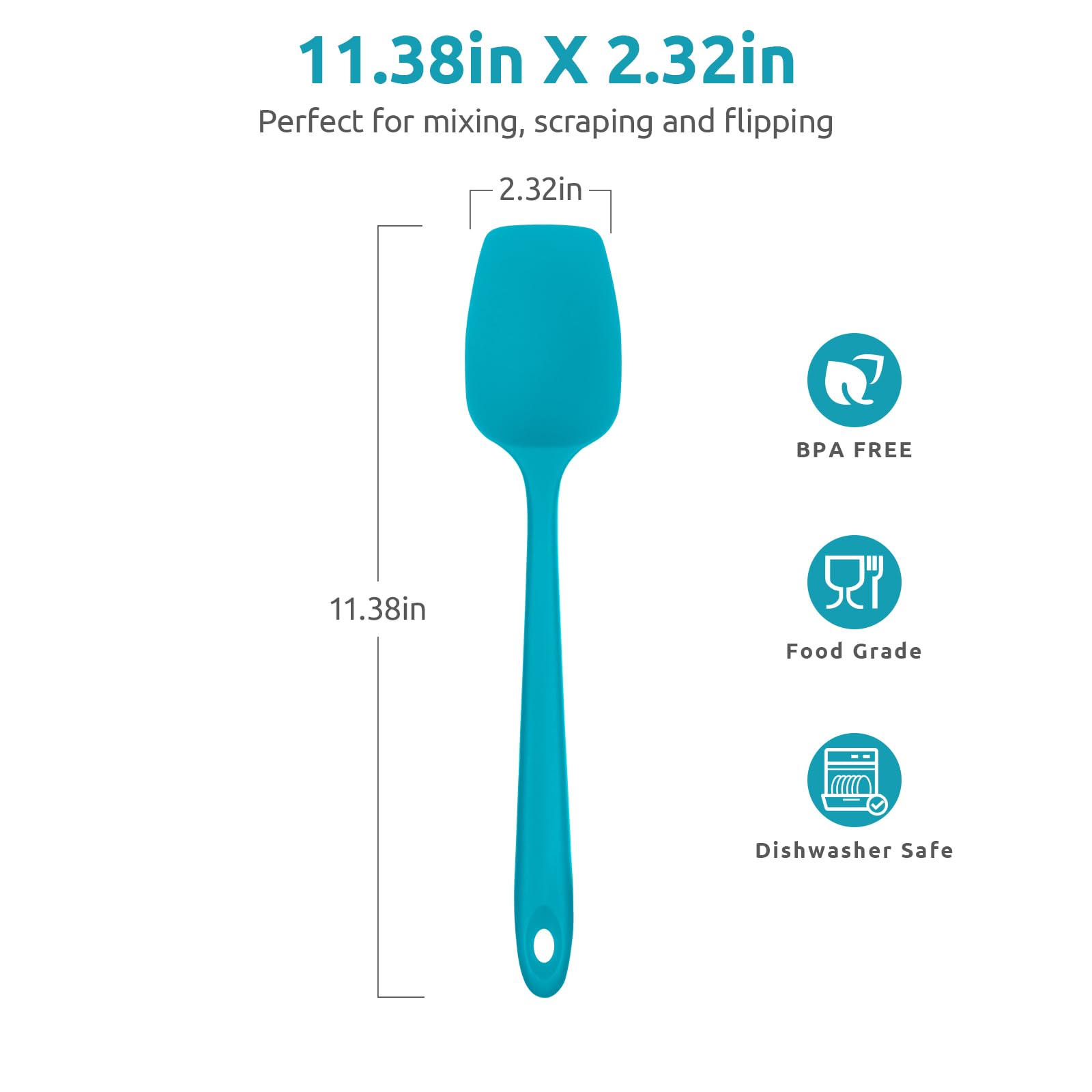 U-Taste Silicone Spoon Spatula Set of 3, 600°F Heat Resistant, Marrs Green