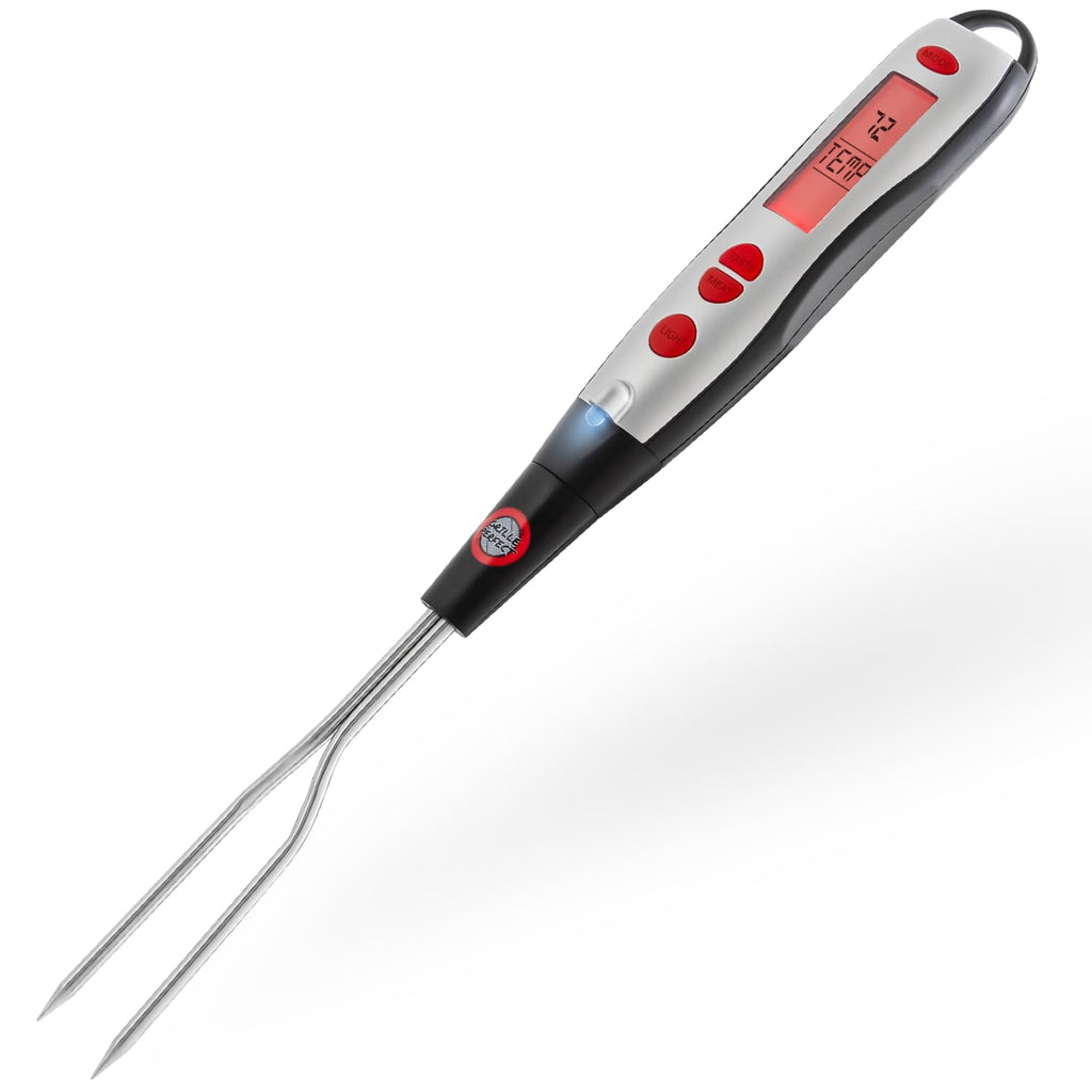 Digital Meat Thermometer Fork for Grilling and Barbecue Fast Read Electronic Probes with Ready Alarm Quick Accurate BBQ Temperature for Steak Chicken Hot Grilled Food