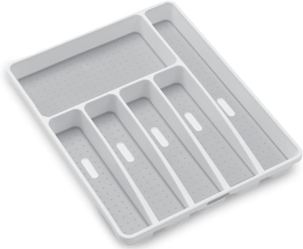 madesmart Classic 6 Compartment Silverware Tray, White