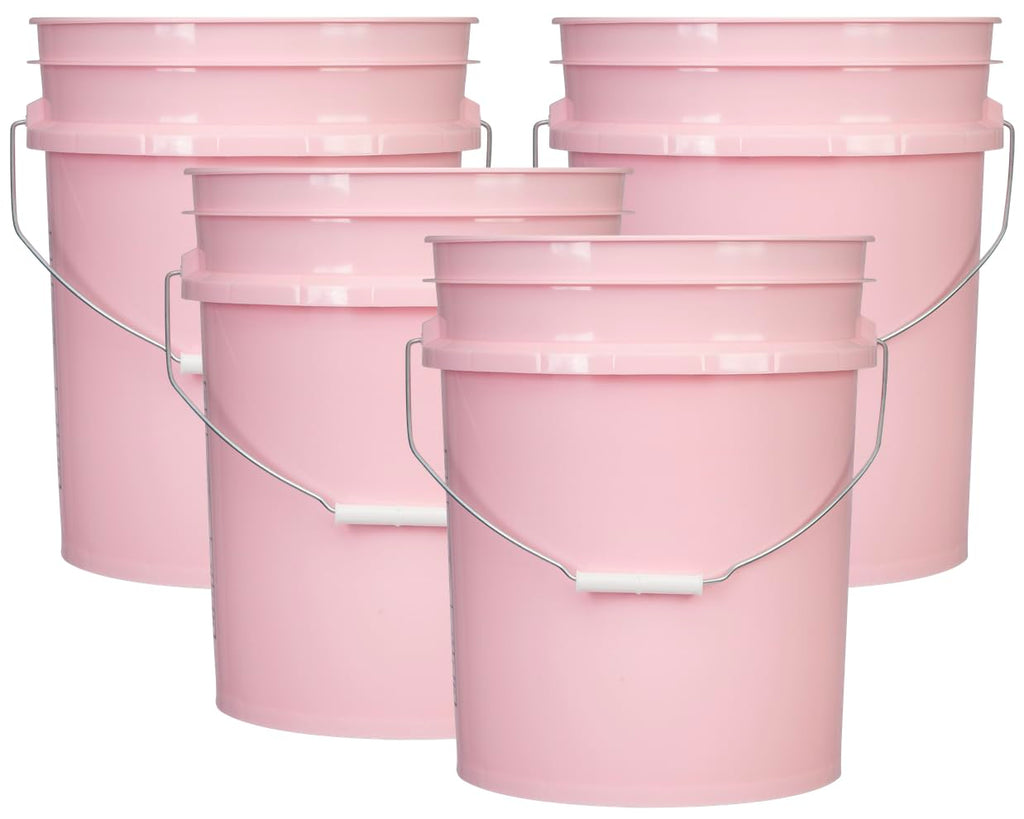 House Naturals 5 Gallon Premium HPDE Plastic Bucket - Made in USA Food Grade Container, BPA Free All Purpose Pail (5, Red)