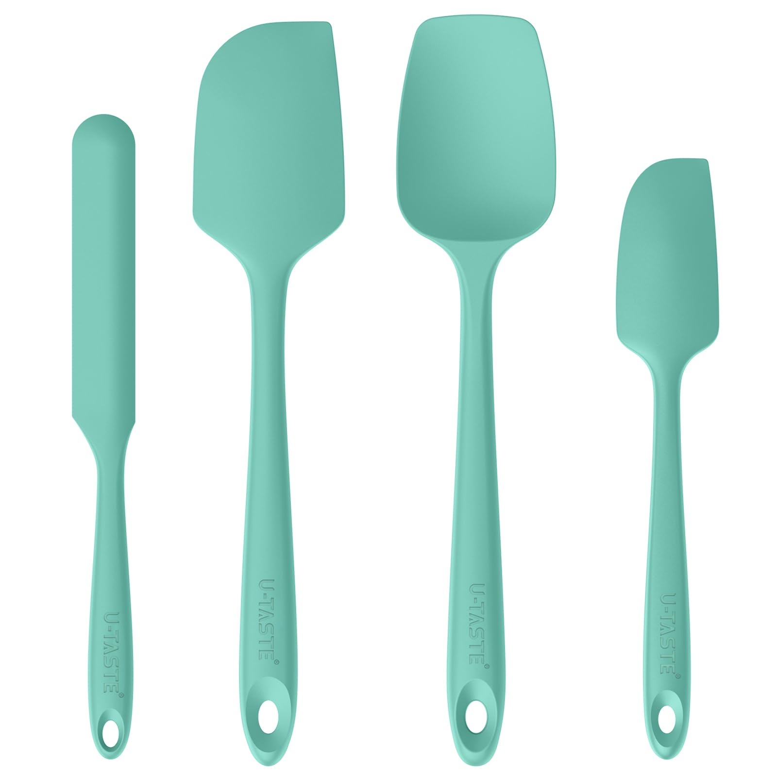 U-Taste Silicone Baking Spatula Set: 480ºF High Heat Resistant, Food Grade Flexible Rubber Kitchen Cooking Mixing Scraper, Food Grade Seamless Utensil for Nonstick Cookware Set of 3 (Aqua Sky)