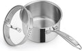 Ciwete 3 Qt Stainless Steel Saucepan with Glass Strainer Lid, 3 Quart Pot Stainless Steel Sauce Pan with Pour Spout, Mirror Polishing, Compatible with All Cooktops Dishwasher Safe Oven Safe