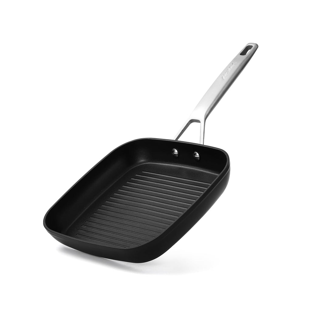 MsMk 9.5 Inch Nonstick Square Grill Pan with lid, Induction Bacon Pan