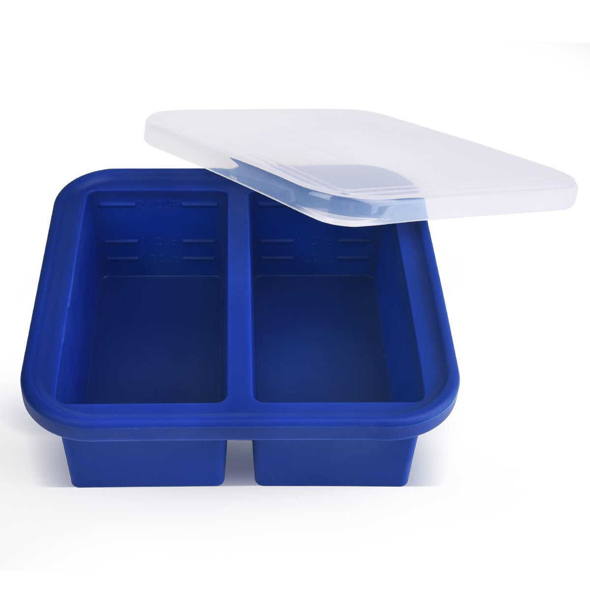 Kinggrand Kitchen 2 Cup Silicone Freezer Molds 2 Pack Silicone Freezer Tray with Lid Make 4 Perfect 2-Cup Portions - Easy Release Molds for Food Storage & Freeze Soup, Broth, Stew or Sauce