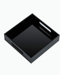 Black Sturdy Acrylic Tray with Handles-8x8 Inch- Countertop Organizer Tray for Kitchen,Bathroom,Office- Storage Box for Cosmetics, Jewelry,Toiletries,Toy,Gadgets