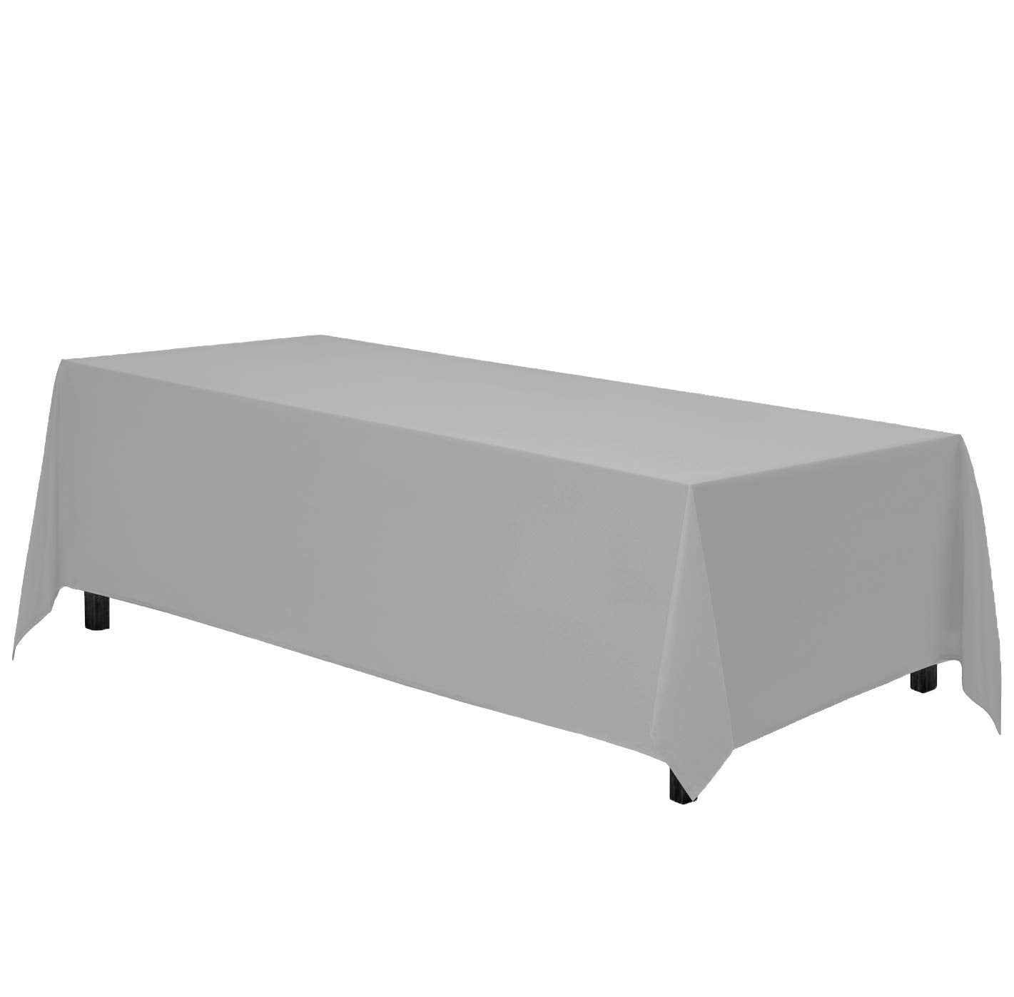 Gee Di Moda Rectangle Tablecloth - 90 x 156 Inch Silver Table Cloth for 8 Foot Tables with Floor-Length Drop - Heavy Duty Washable Fabric for Holiday Party, Dinner, Weddings & Baby Shower