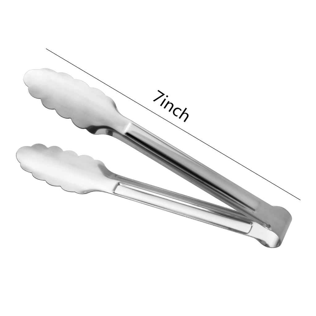 Serving Tongs,Buffet Tongs, ACAUTO Stainless Steel Food Tong Serving Tong Small Serving Tongs Stainless Steel Mini Appetizer Tongs, Set of 6 (7 Inch)