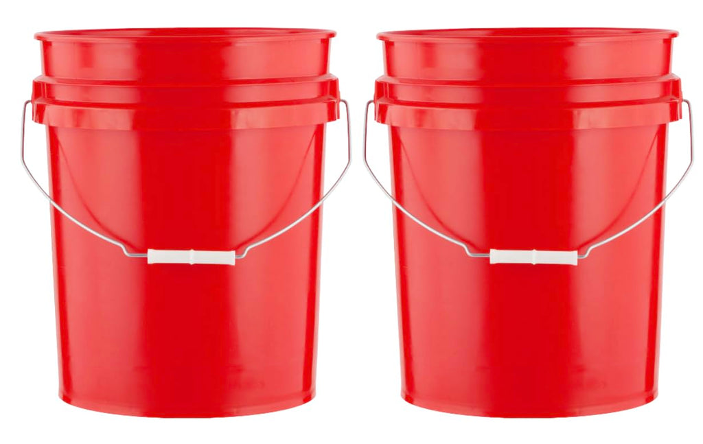 House Naturals 5 Gallon Premium HPDE Plastic Bucket - Made in USA Food Grade Container, BPA Free All Purpose Pail (5, Red)