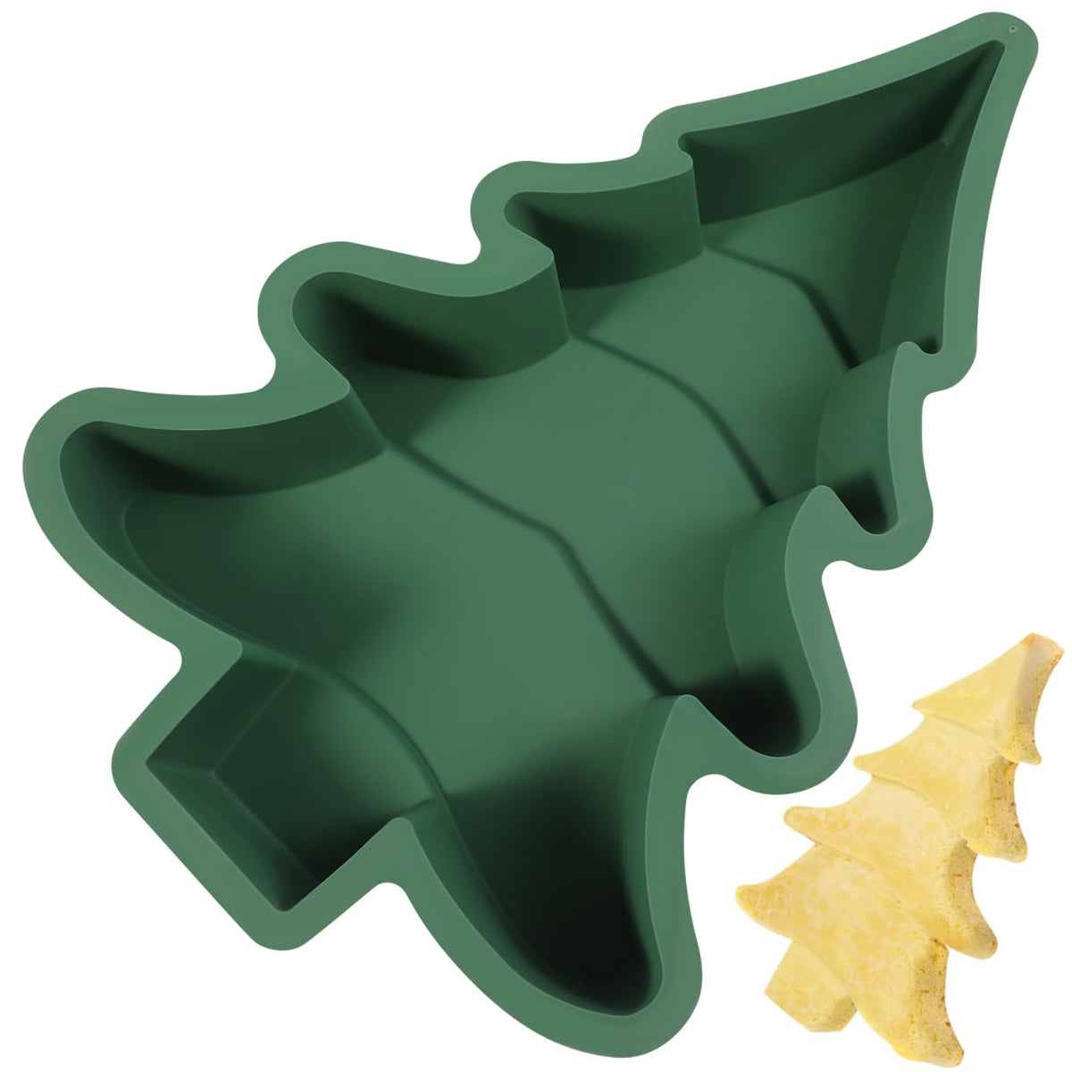 Operitacx Christmas Tree Cake Mold, Non-Stick Christmas Tree Cake Pan Silicone Mold for Cake, Baking Mold for Cake Candy Xmas Holiday Baking Supplies (8.2x10.6inch)