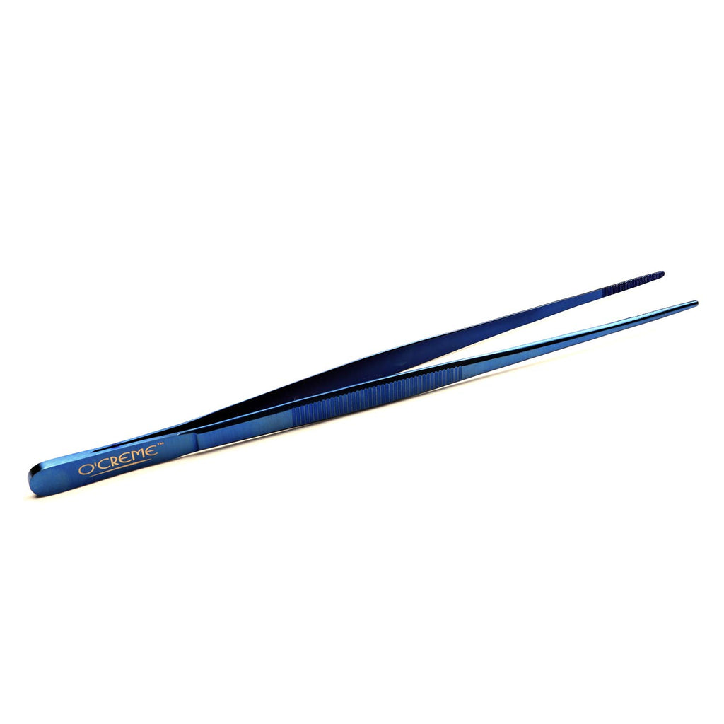 O'Creme Curved Tweezers 6.25 Inch Fine-Point Stainless Steel, Black