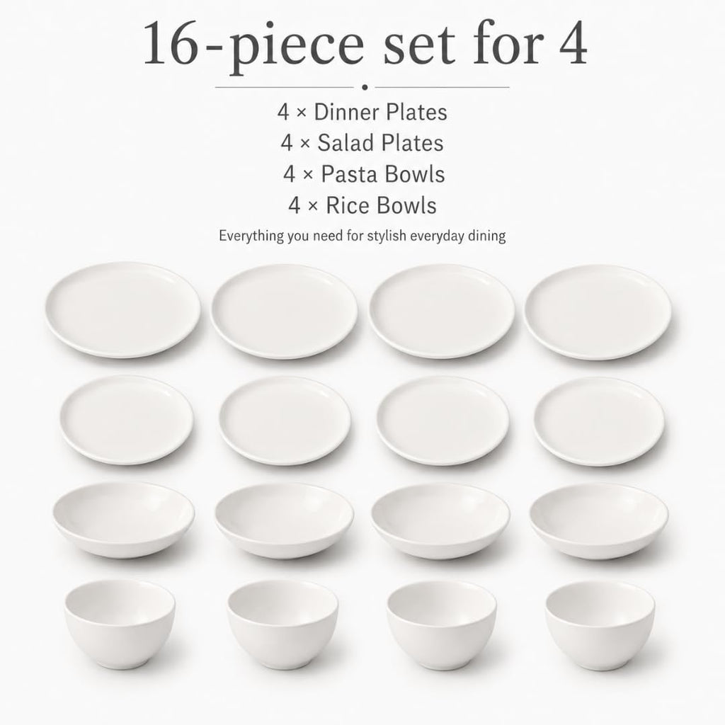 Villeroy & Boch Artesano Original 16 Piece Dinnerware Set, Creamy White