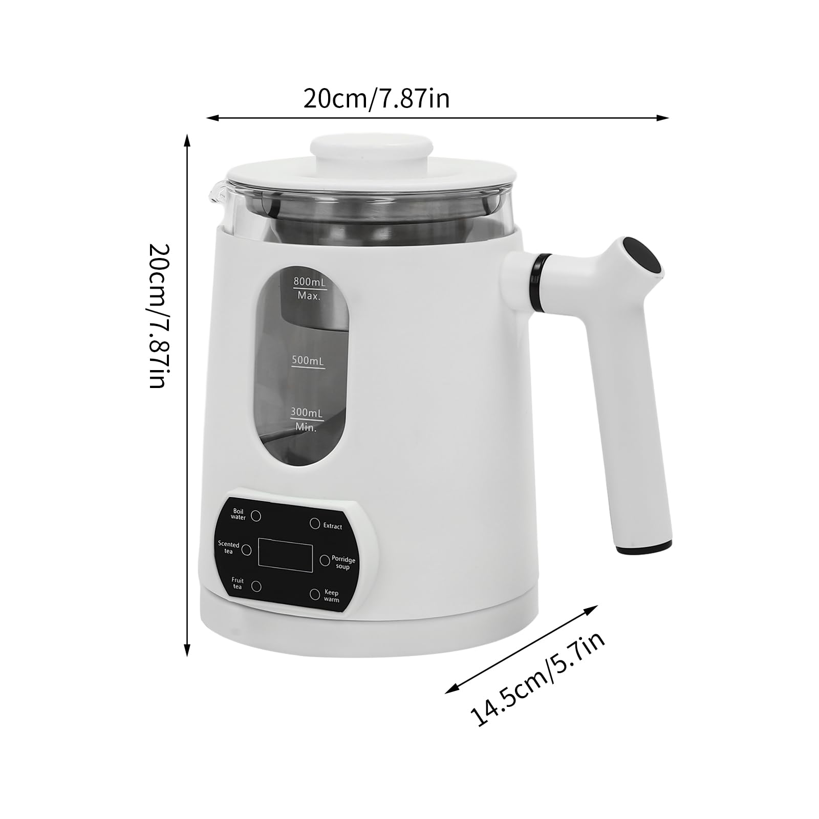 Electric Kettle,Temperature Control Glass Tea Maker LCD Display,Water Boiler & Heater With 360° Swivel Base and 6 Different Kinds of Functions For Coffee,Tea,Milk,Water,Hot Chocolate (White)