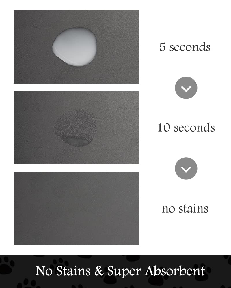 PADOOR Pet Feeding Mat-Absorbent Dog Mat for Food and Water Bowl-No Stains Quick Dry Water Dispenser Mat-Dog Accessories Pet Supplies-Bowl for Messy Drinkers（Darkgrey,17"x28"）