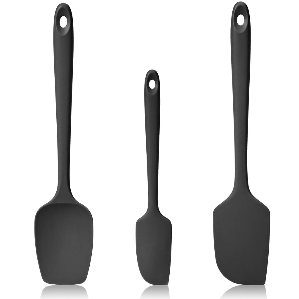 Lilybeam 600ºF Heat Resistant Silicone Spoon Spatula Set of 3, Aqua Sky