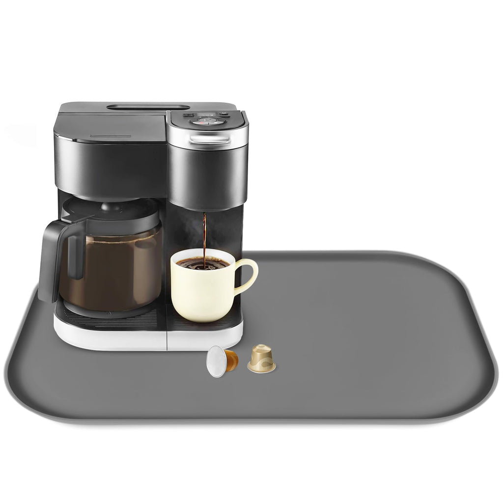 Silicone Coffee Maker Mat with Lip for Countertops 17.4''x10.6''Translucent