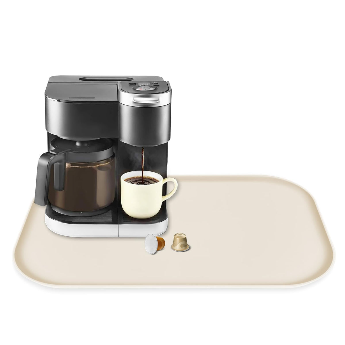 Silicone Coffee Maker Mat with Lip for Countertops 17.4''x10.6''Translucent