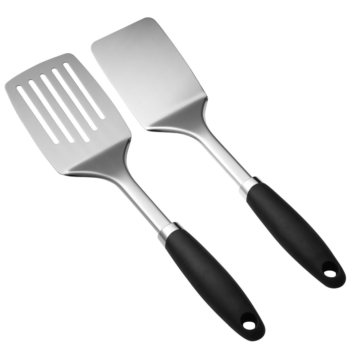 JXWING Black Stainless Steel Pasta Spoon, Spaghetti Server, Pasta Fork
