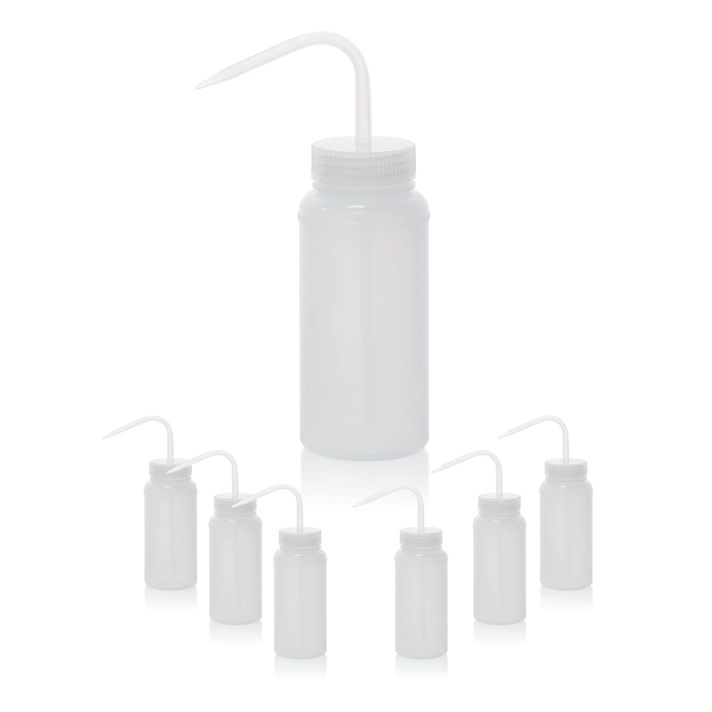 LABINVO 4pcs of Methanol Wash Bottles, Vol.500ml (17oz), Narrow Mouth, Self-Venting Safety Wash Bottles, LDPE Material, IN-WBM500