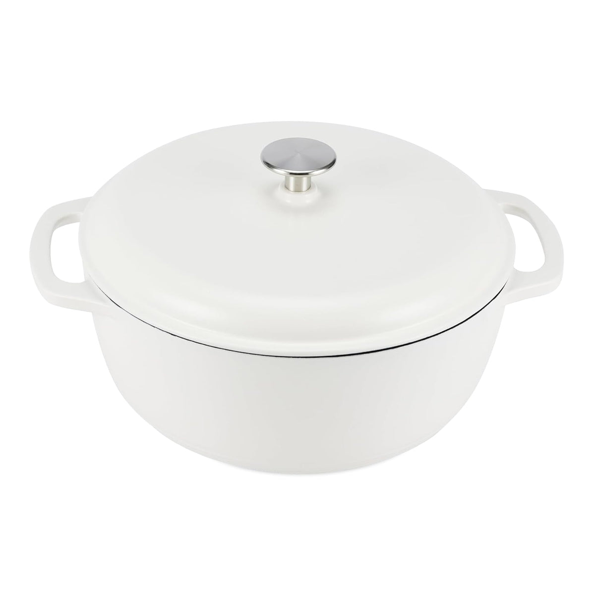 Enameled Cast Iron Dutch Oven Pot with Lid, Round, Dual Handles, Heavy-Duty, Oven Safe for Stews, Roasting, Baking, 6-Quart, Red