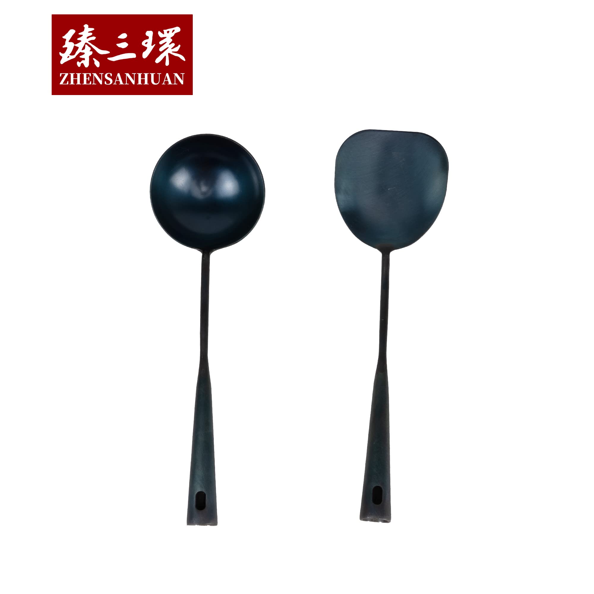 ZhenSanHuan Traditional HandMade Iron Wok Ladle Long utensil Ladle 32CM