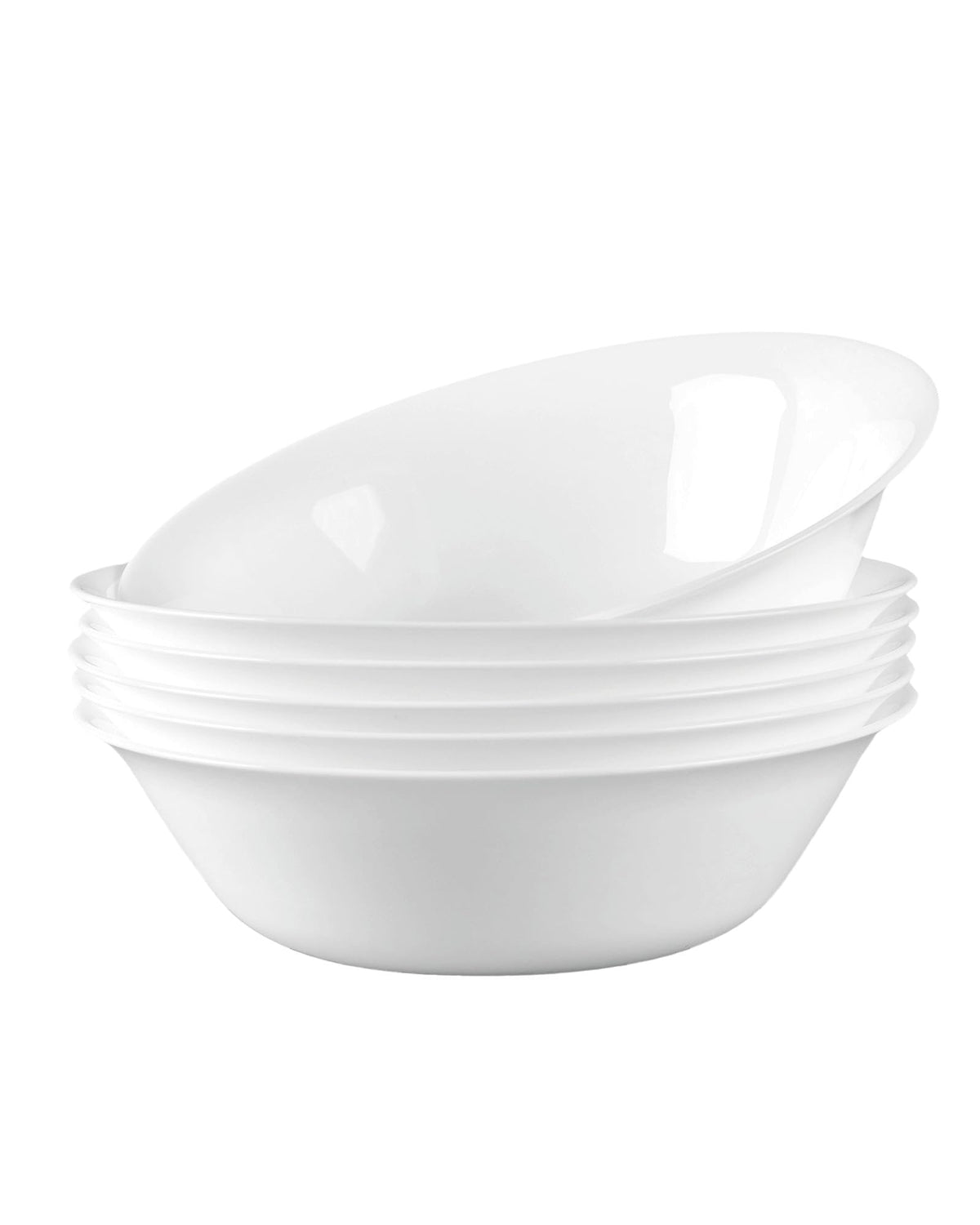 LaGlint 16 OZ Max White Opal Glass Cereal Bowl Set of 4, 6.5 Inch