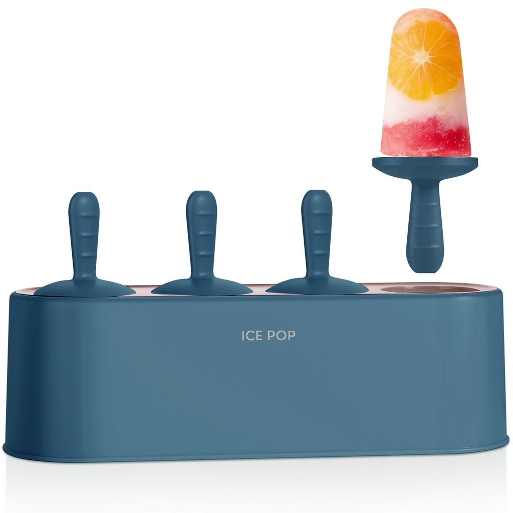 WYOK Popsicle Molds 4-Cavity Silicone Ice Pop Mold (Blue, IcyClassic Pops)