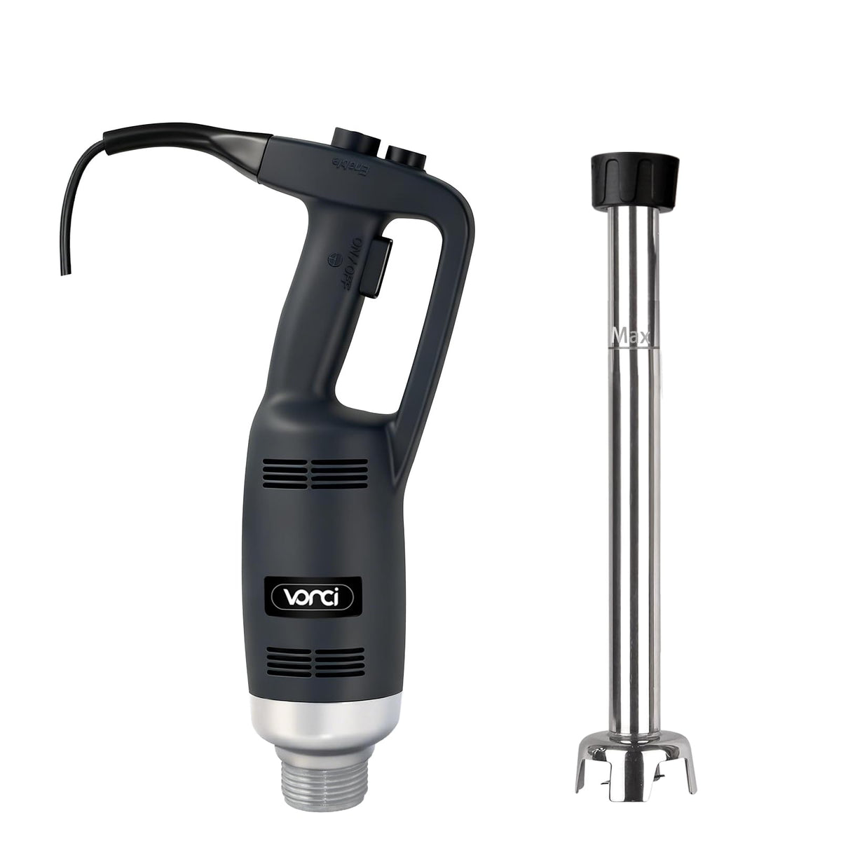 VONCI 500W Commercial Immersion Blender, 12" SUS 304 Removable Shaft, Heavy Duty Power Hand Mixer with Variable Speed 6000-20000RPM, Professional Electric Stick Blender for Restaurant Kitchen Use.