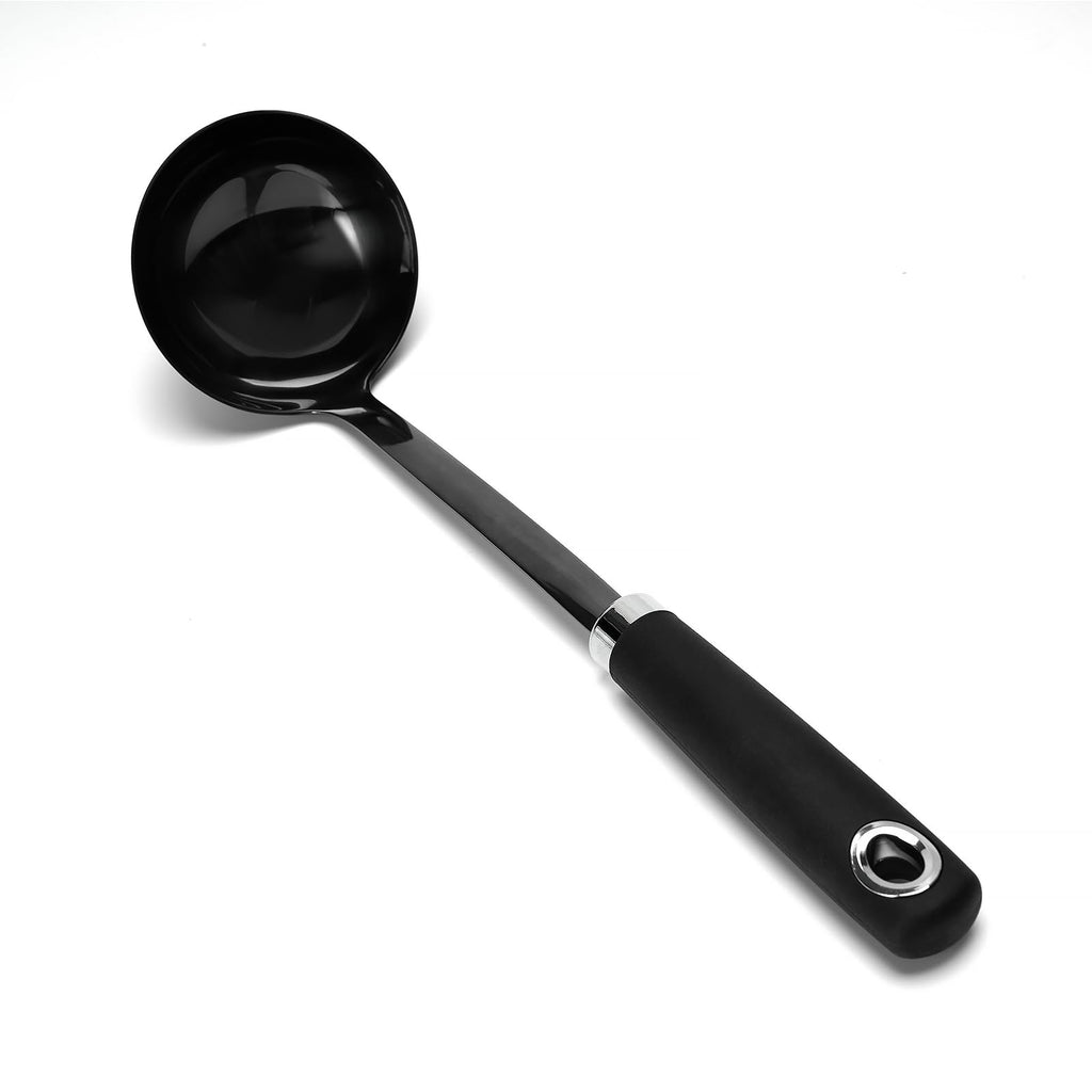 JXWING Black Stainless Steel Pasta Spoon, Spaghetti Server, Pasta Fork