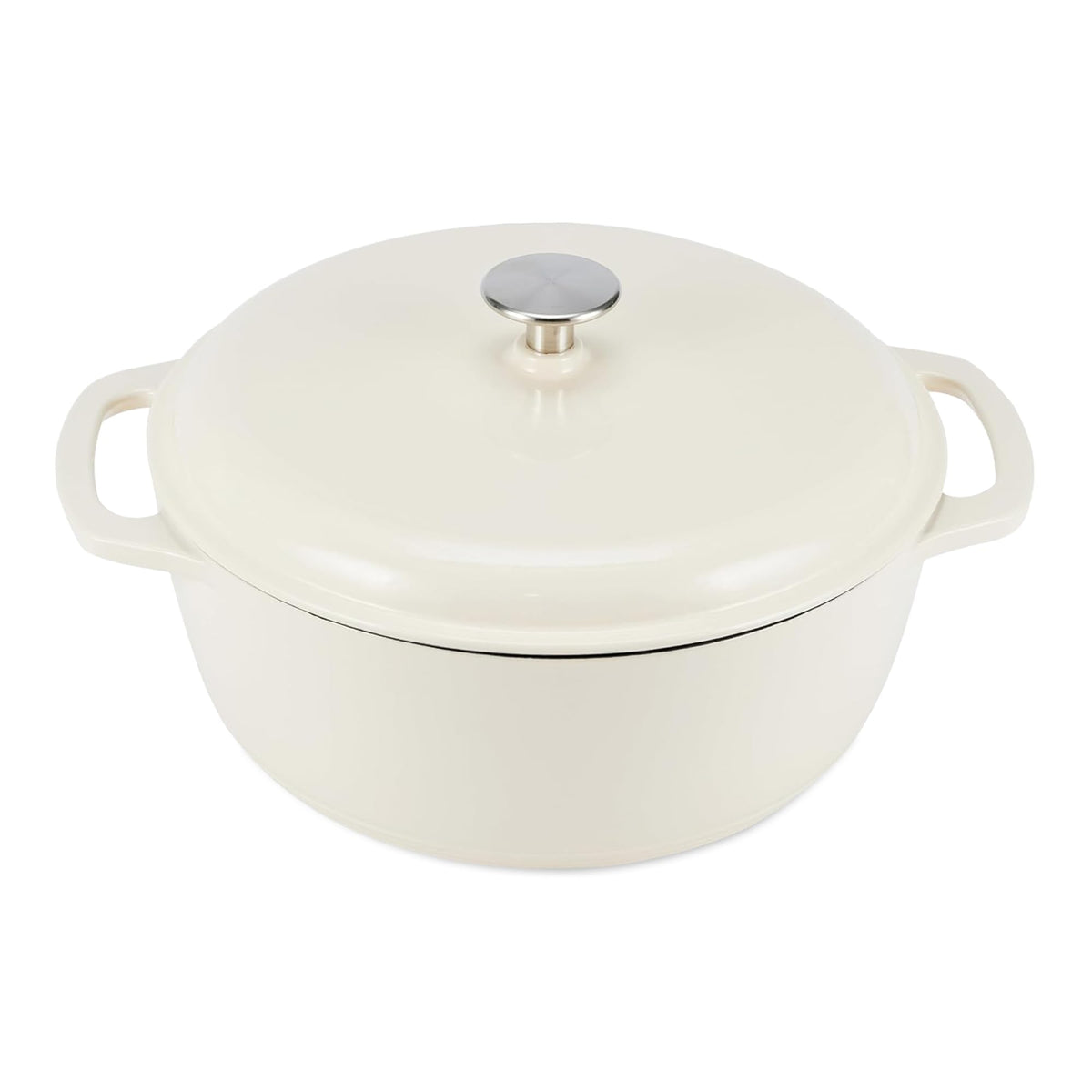 Enameled Cast Iron Dutch Oven Pot with Lid, Round, Dual Handles, Heavy-Duty, Oven Safe for Stews, Roasting, Baking, 6-Quart, Red