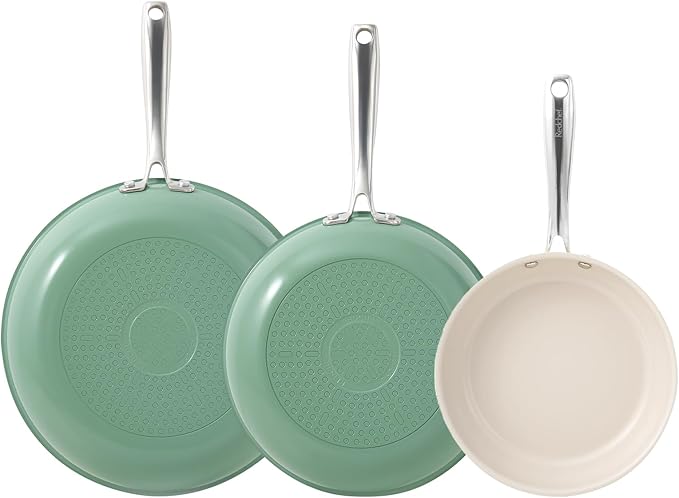 Redchef Nonstick Frying Pan Skillet, Ceramic Non-Stick Saute Pans, 9.5 inch Cooking Fry Pan with Stay Cool Handle, All Stovetops (Gas, Electric & Induction), Dishwasher/Oven Safe, PFAS-Free, Non Toxic