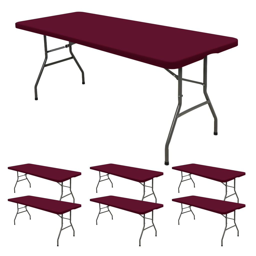 REWOMC 6 Pack Stretch Table Top Cap Cover, Sage Green, 30" x 96"