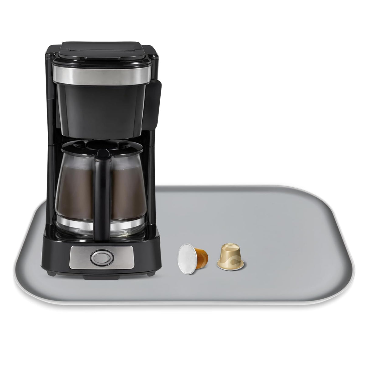 Silicone Coffee Maker Mat with Lip for Countertops 17.4''x10.6''Translucent